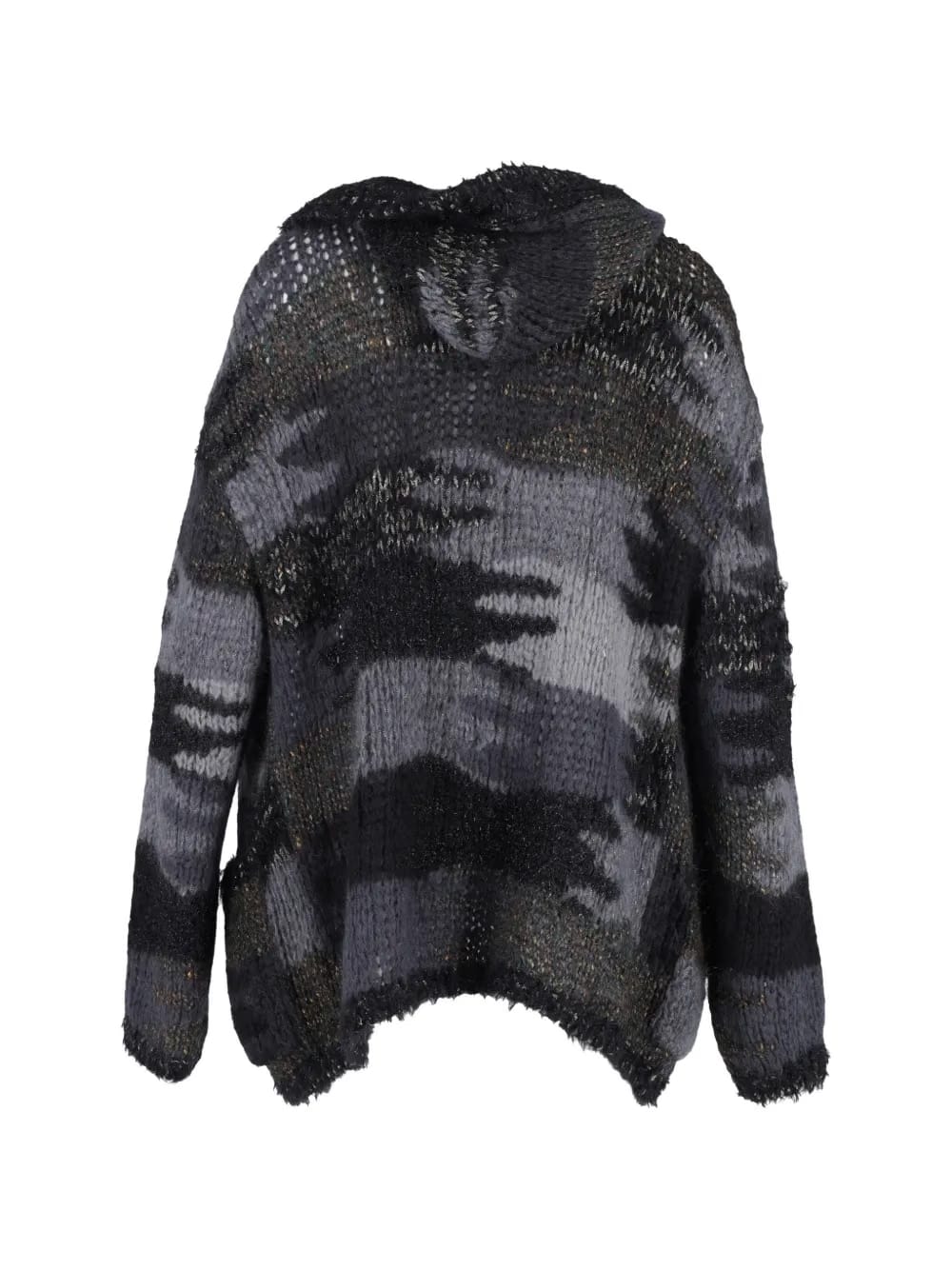 camouflage-pattern hooded cardigan