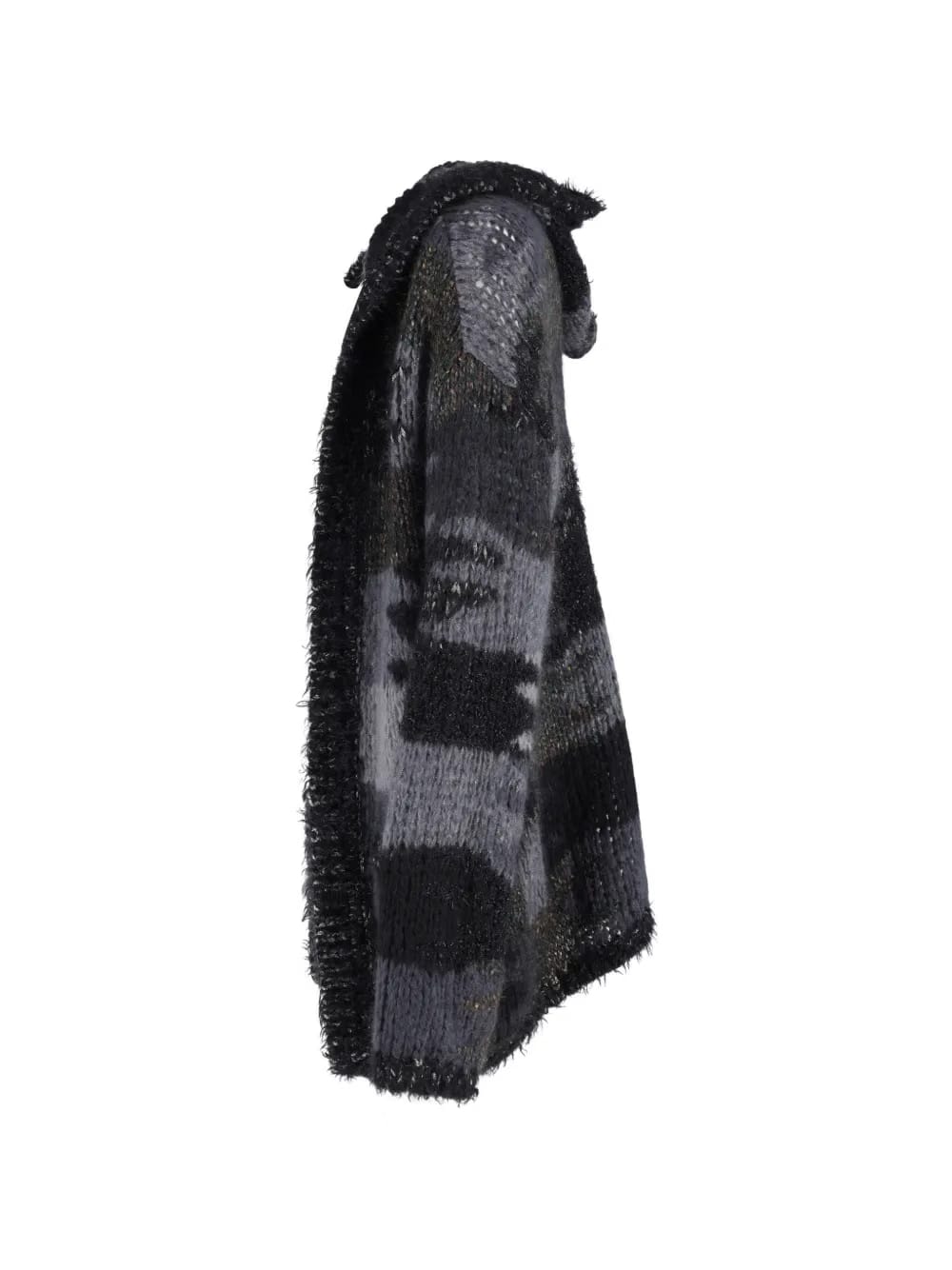 camouflage-pattern hooded cardigan
