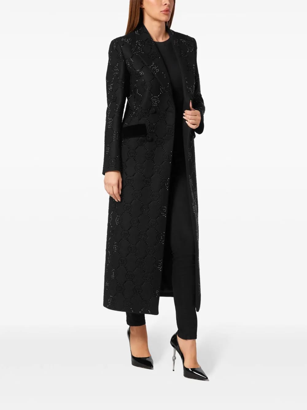 monogram crystal double-breasted coat
