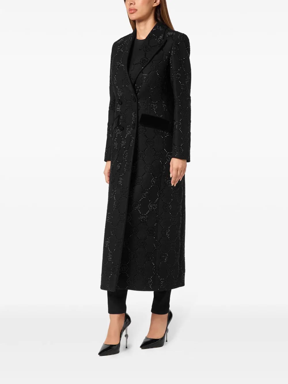 monogram crystal double-breasted coat