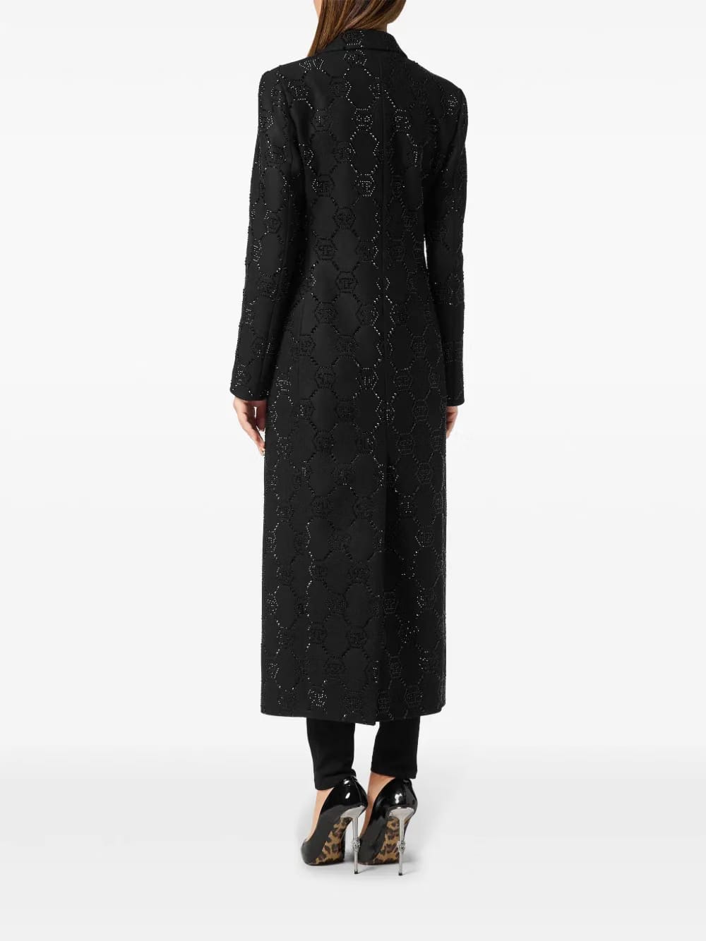 monogram crystal double-breasted coat