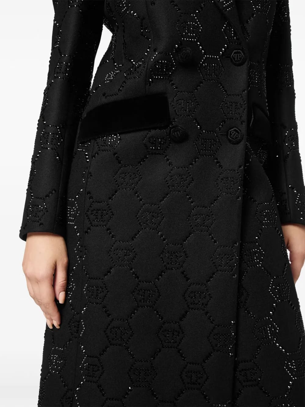 monogram crystal double-breasted coat