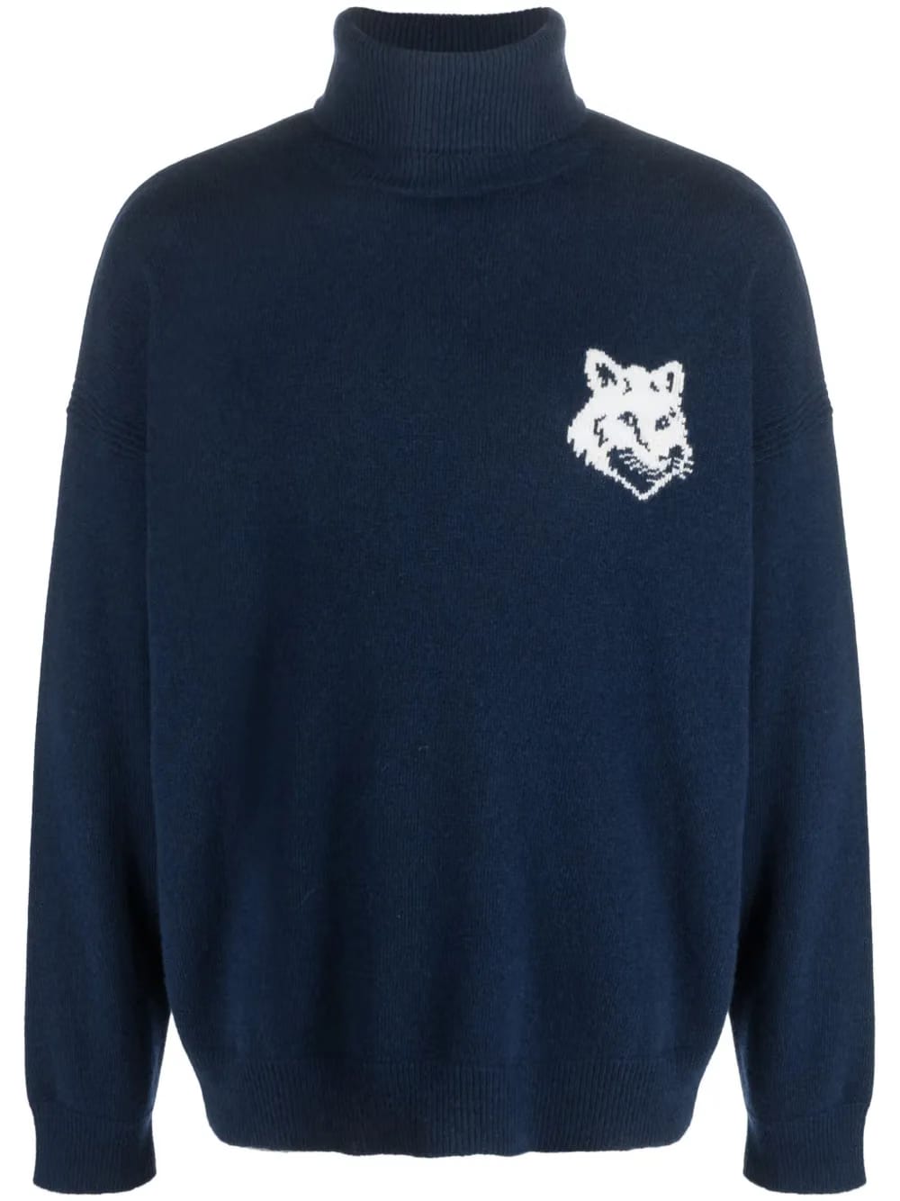 intarsia-knit fox-head wool jumper