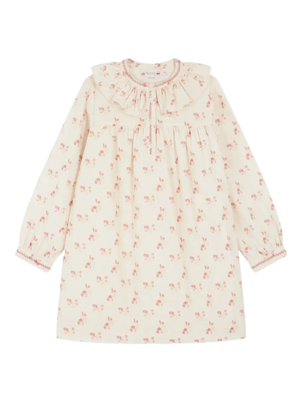 frilled-collar floral cotton dress