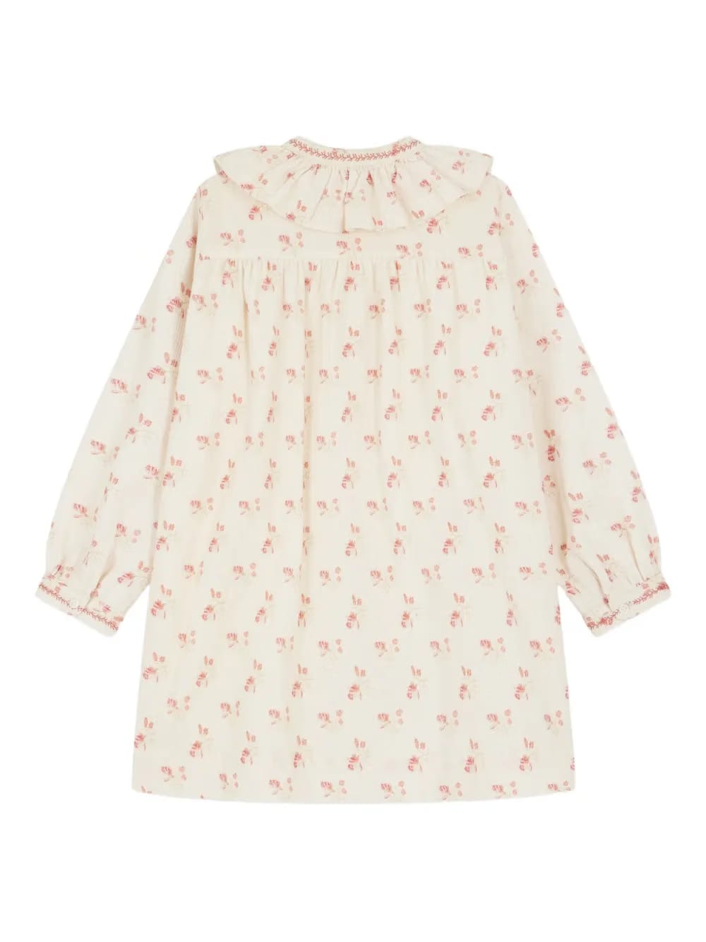 frilled-collar floral cotton dress