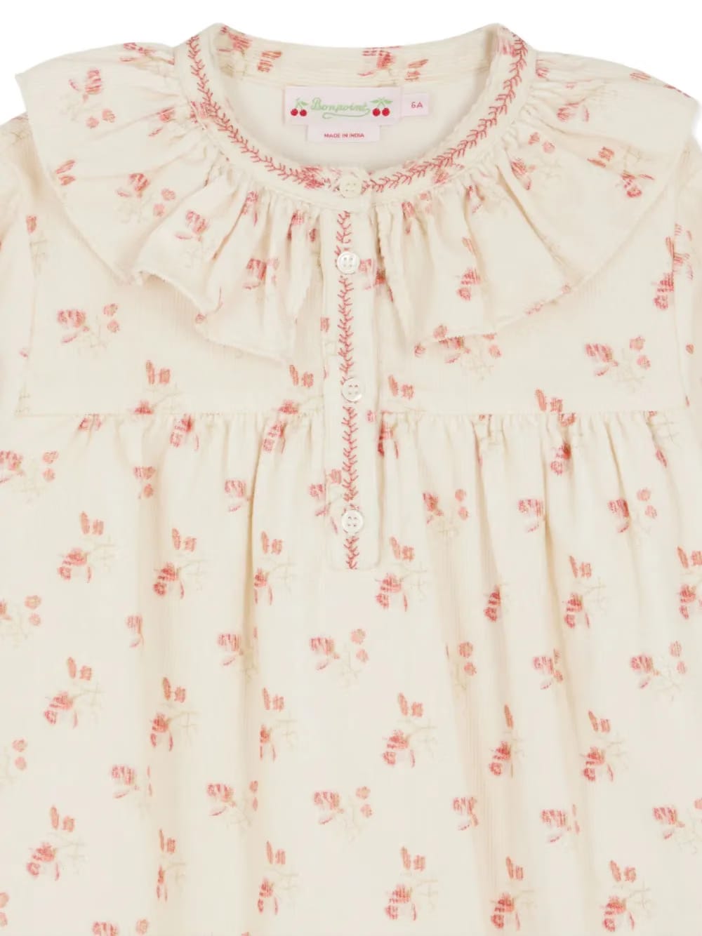 frilled-collar floral cotton dress