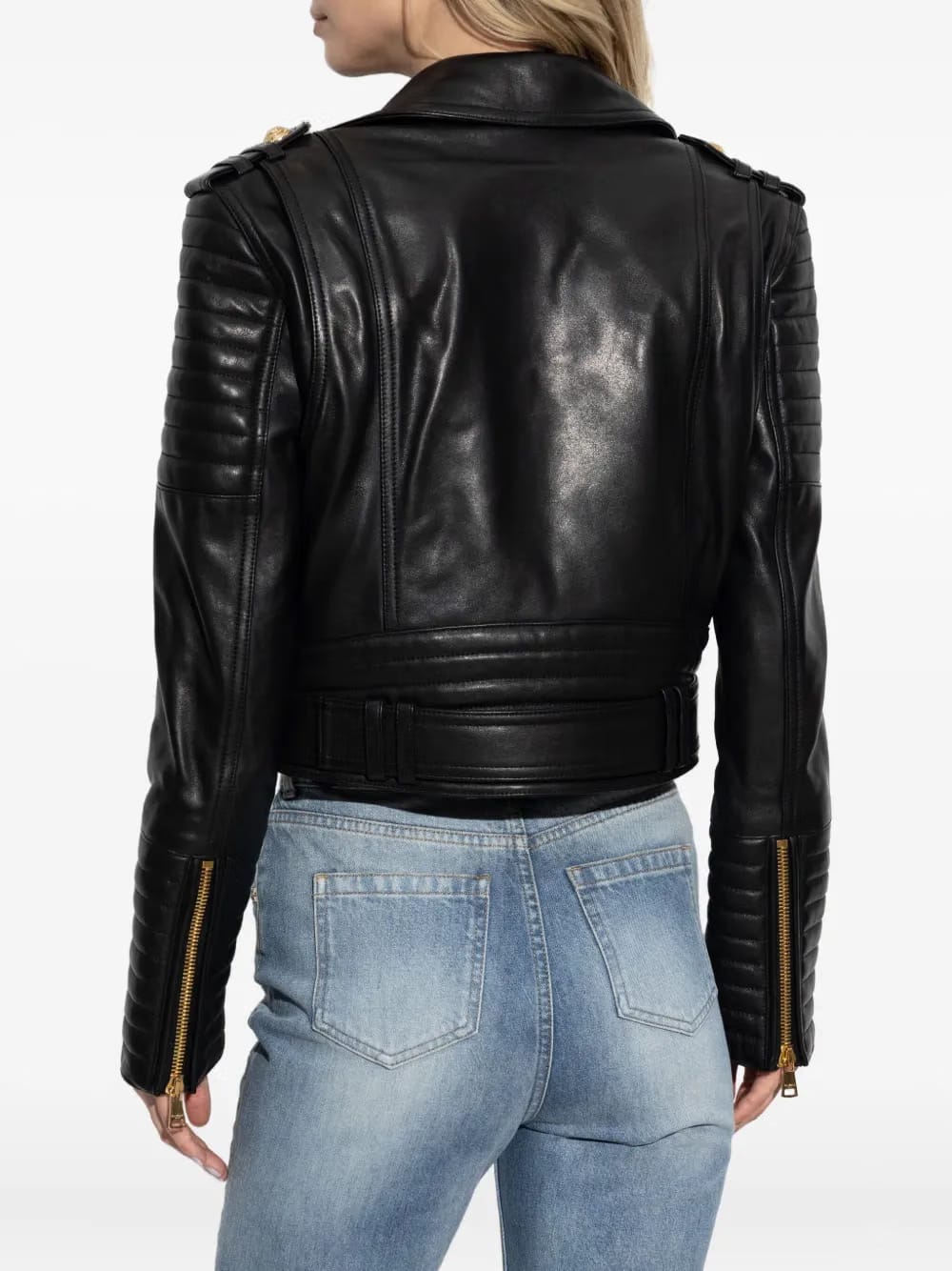 asymmetrical-zip leather jacket