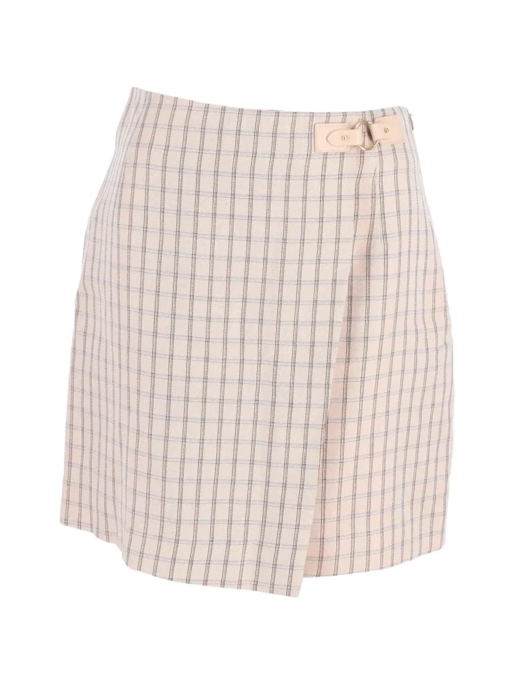 checked-pattern wrap mini skirt