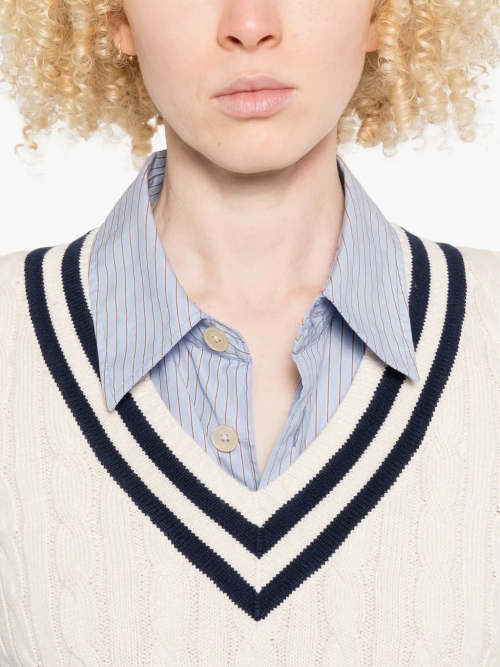 striped V-neck vest