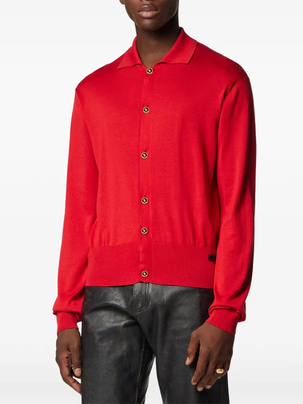 silk polo cardigan