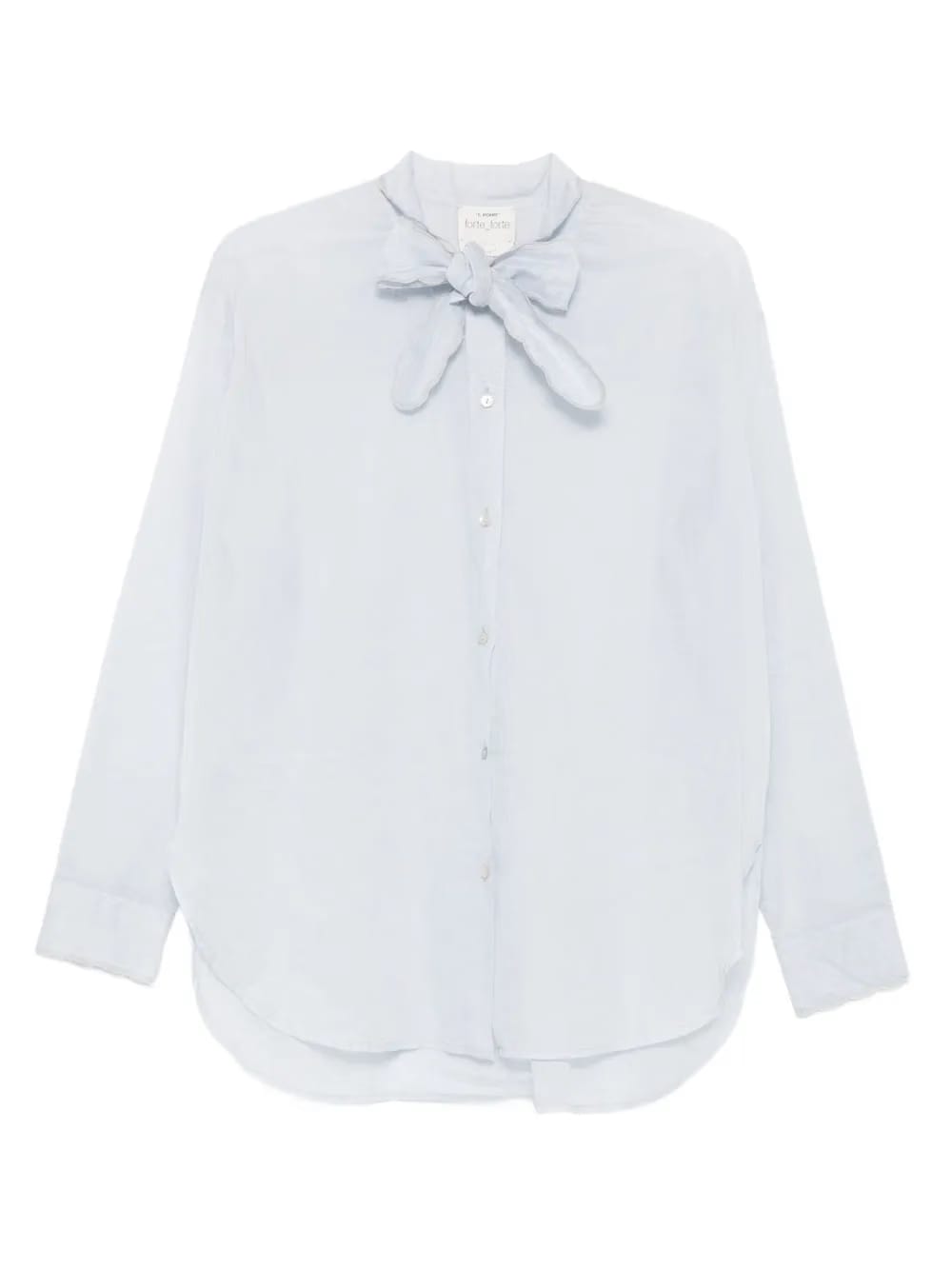 bow-collar cotton shirt