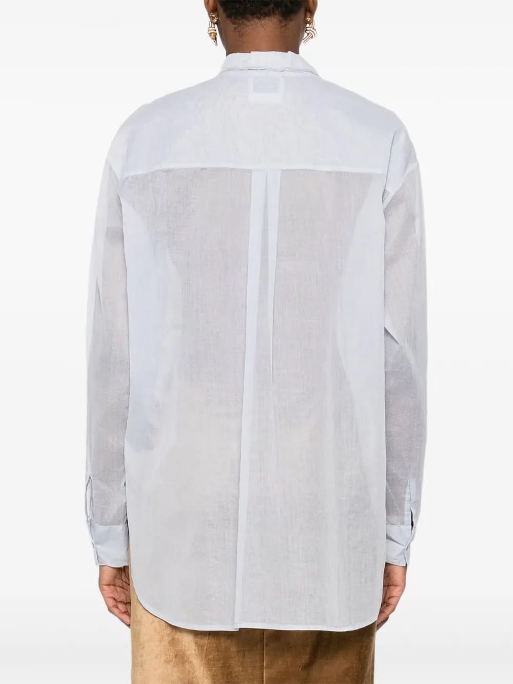 bow-collar cotton shirt