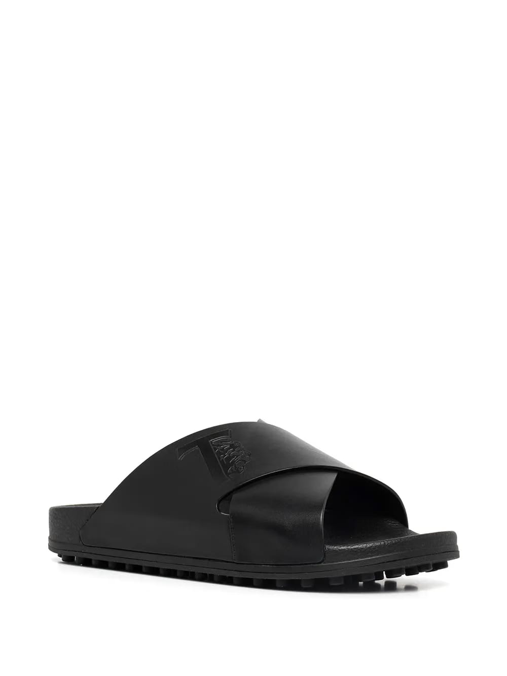 logo-debossed leather slides