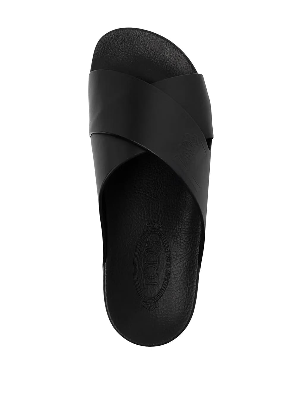 logo-debossed leather slides