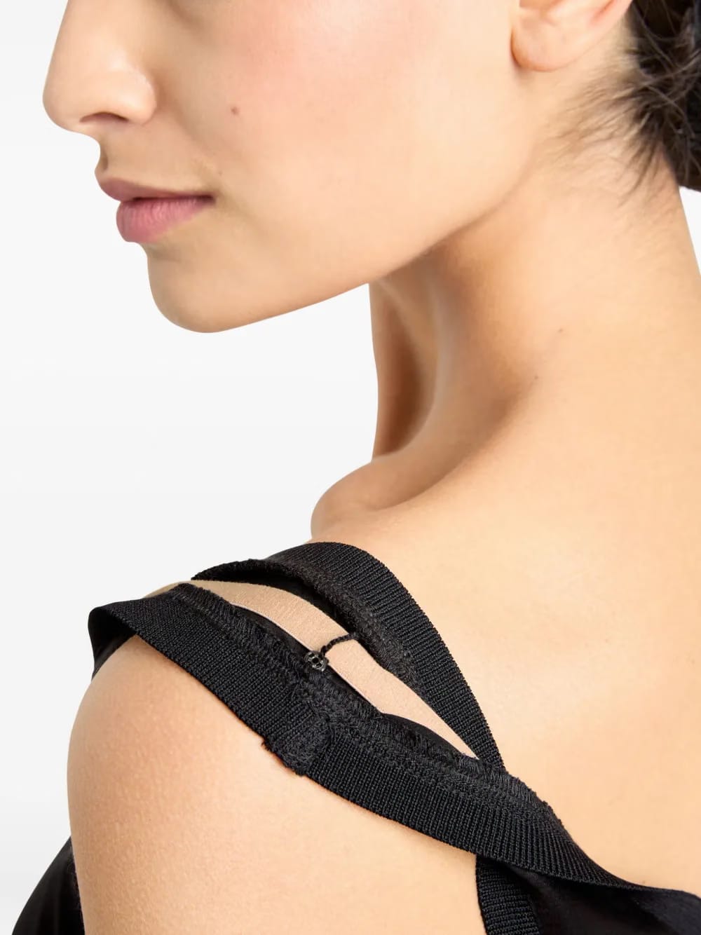 gathered-neck silk top