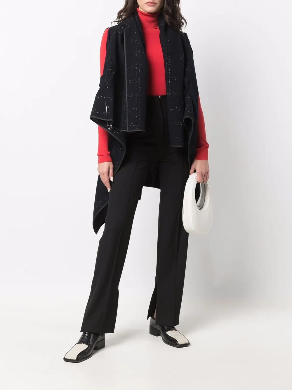 1990s tartan-knit cape coat