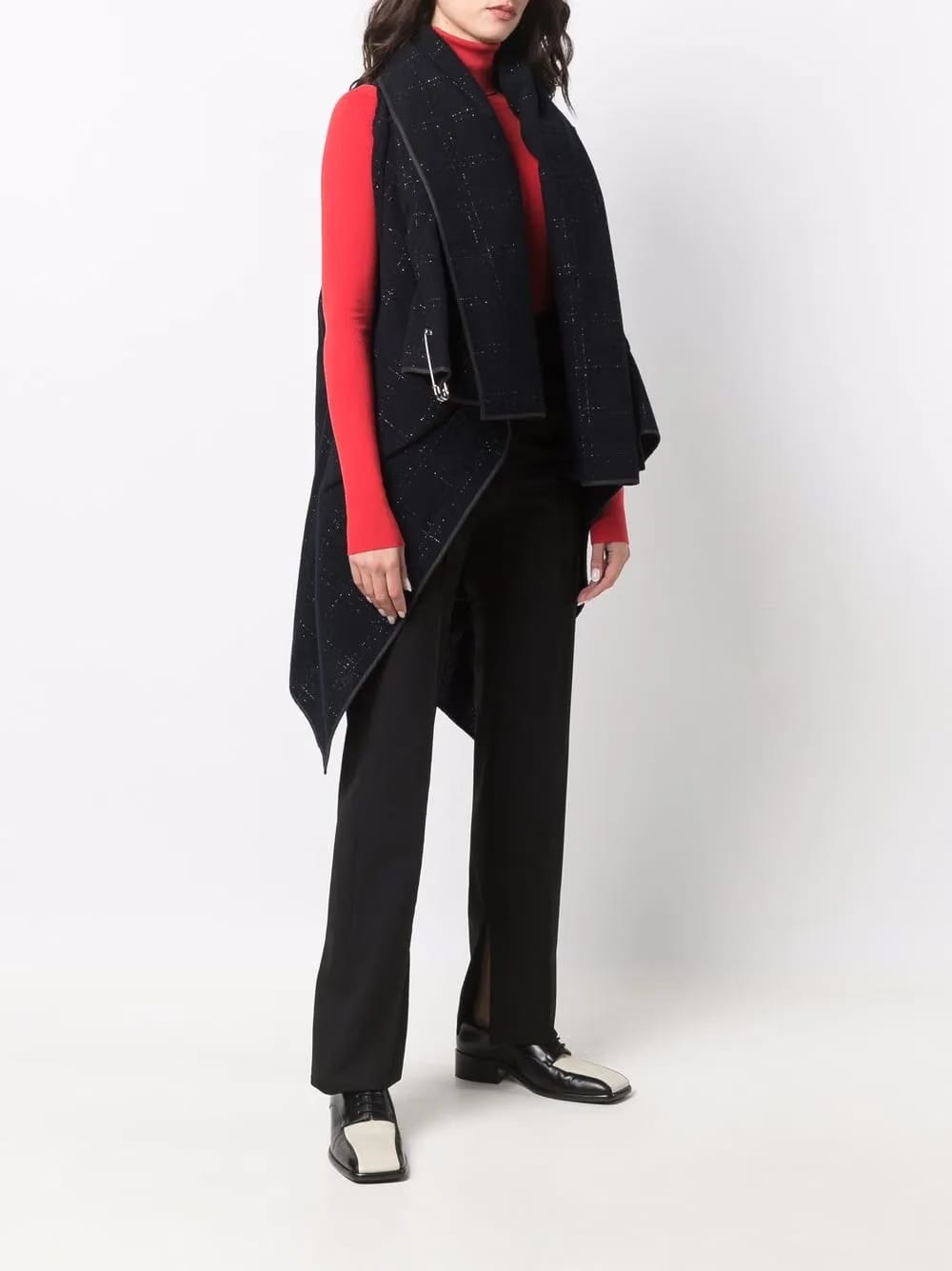 1990s tartan-knit cape coat