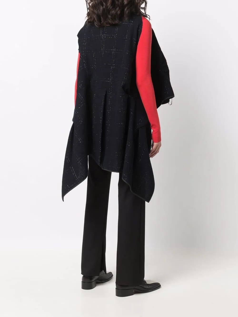 1990s tartan-knit cape coat