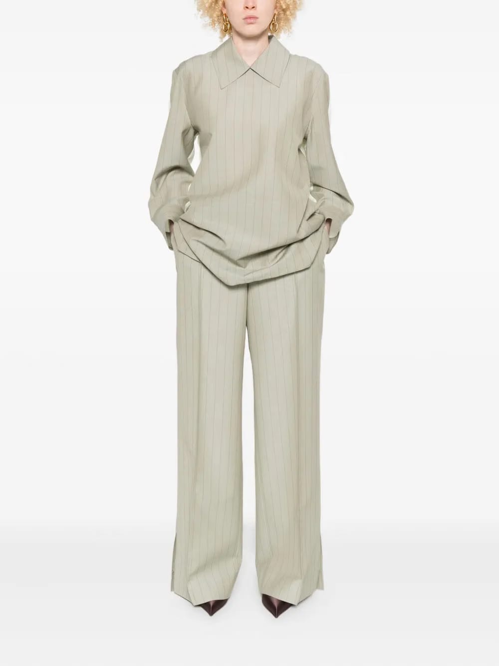 pinstripe panelled shirt