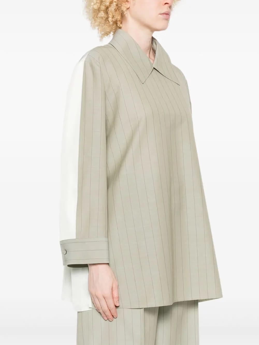 pinstripe panelled shirt