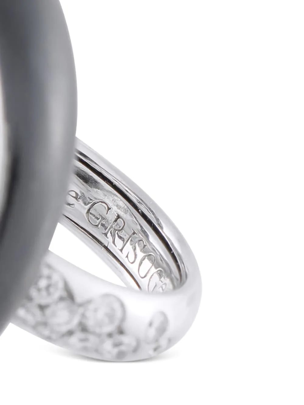18K white gold De Grisogono diamond and onyx ring