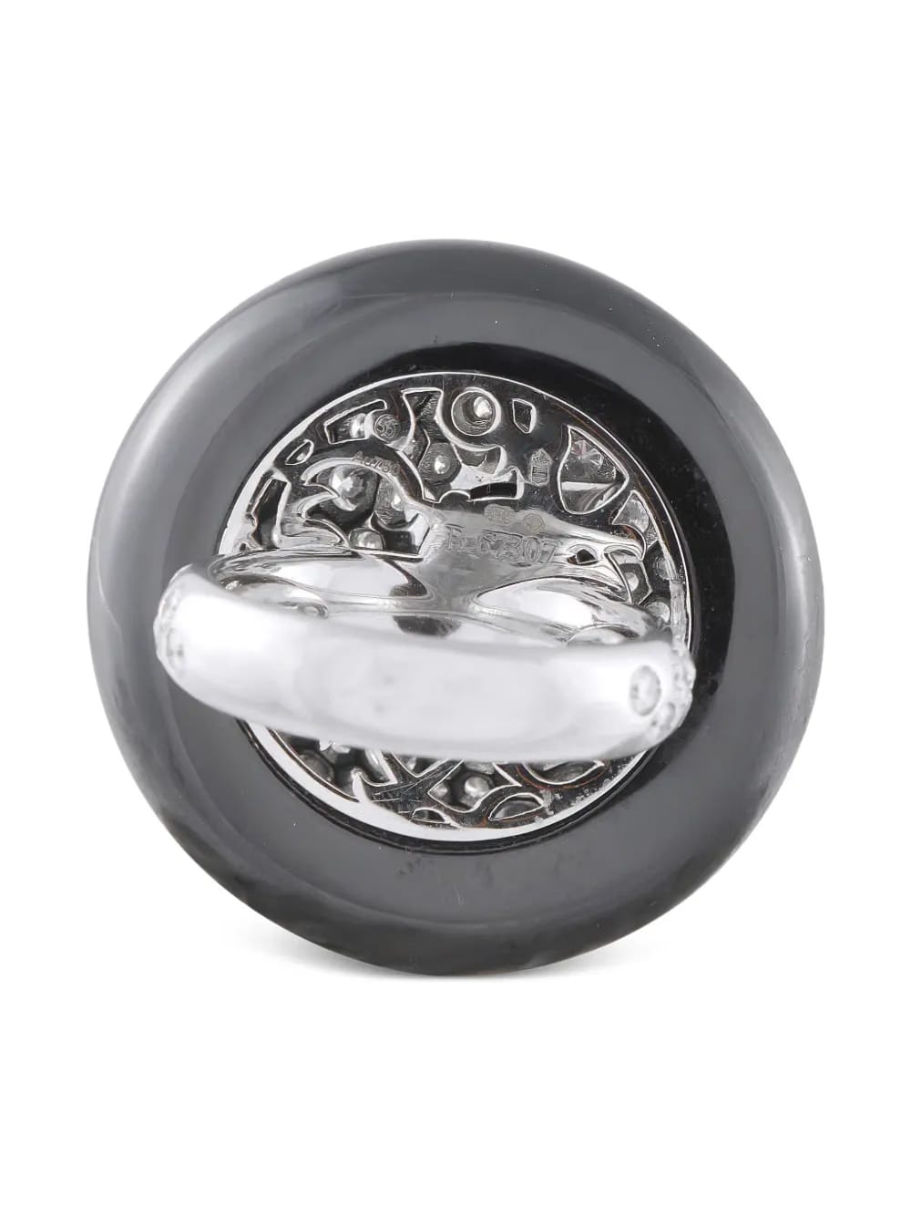 18K white gold De Grisogono diamond and onyx ring