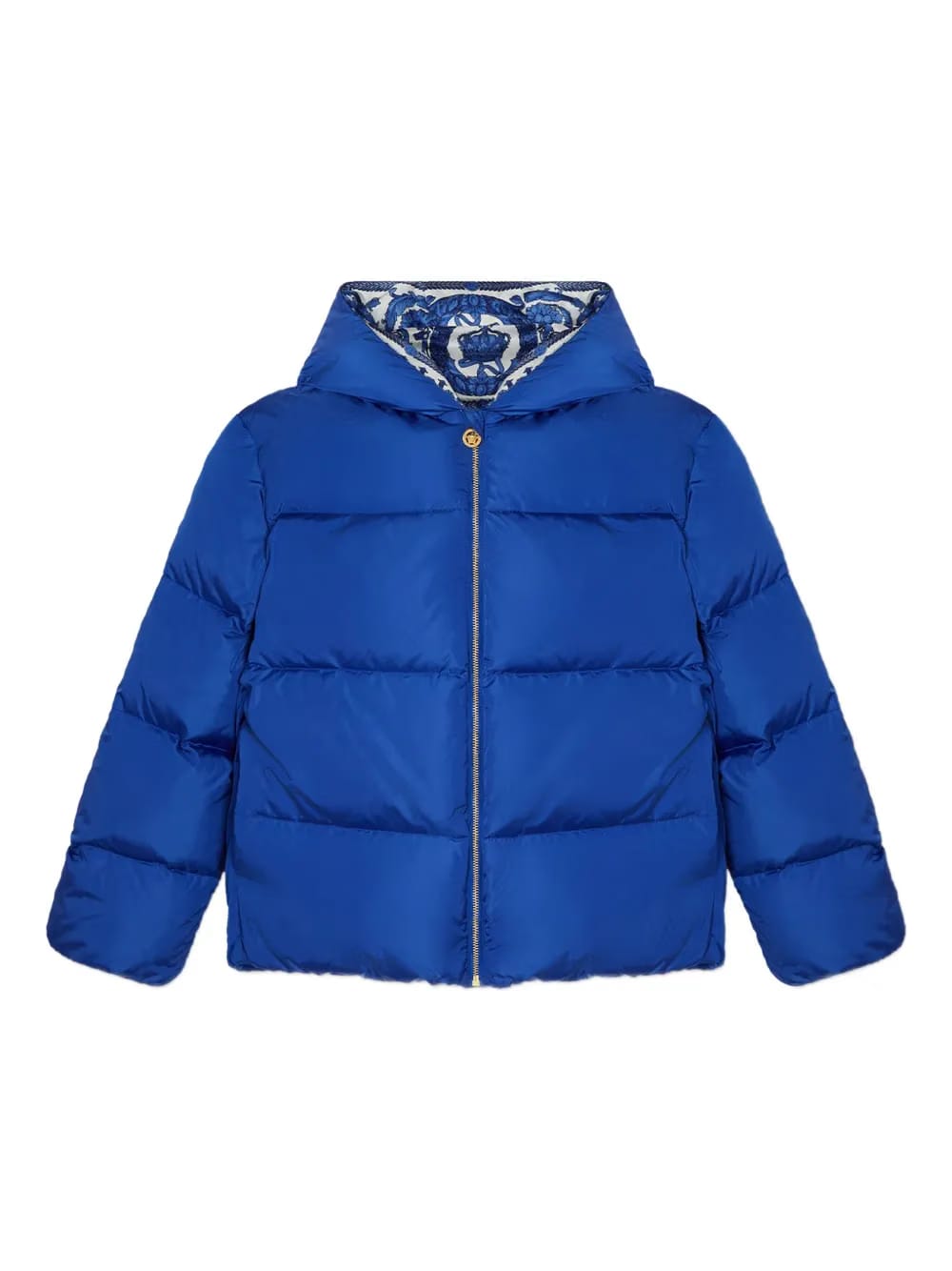 Barocco Foulard hooded puffer jacket