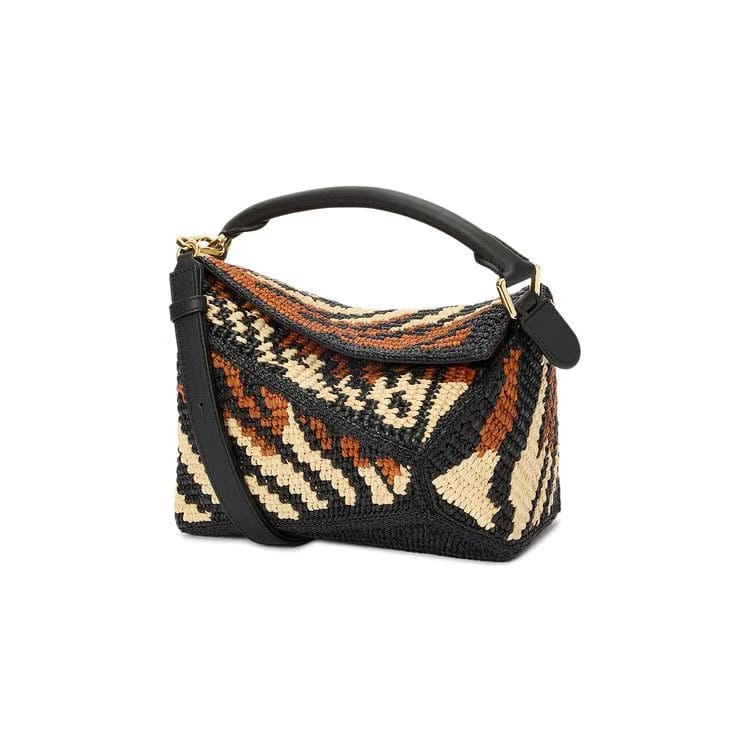 Loewe Small Puzzle Edge Bag Black/Honey Gold