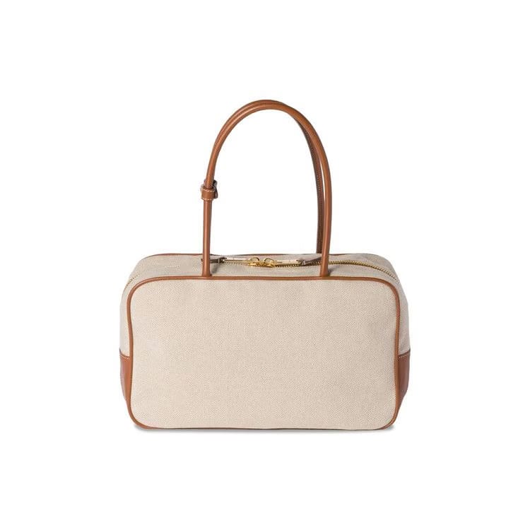 Miu Miu Contrast Beau Canvas Bag Beige/Brandy
