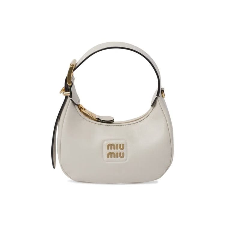 Miu Miu Leather Hobo Bag Chalk White