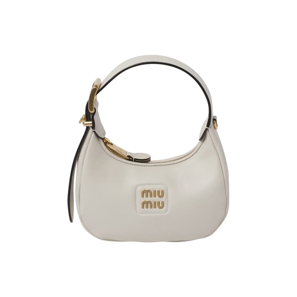 Miu Miu Leather Hobo Bag Chalk White