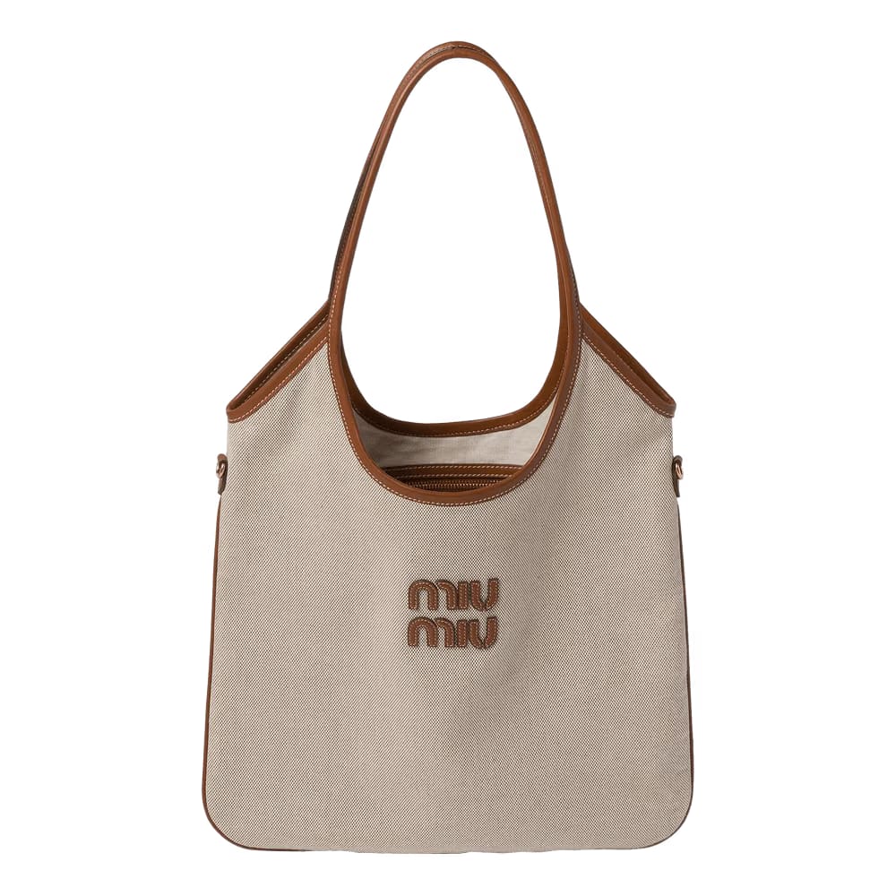 Miu Miu Canvas Shopping Bag Beige/Brandy