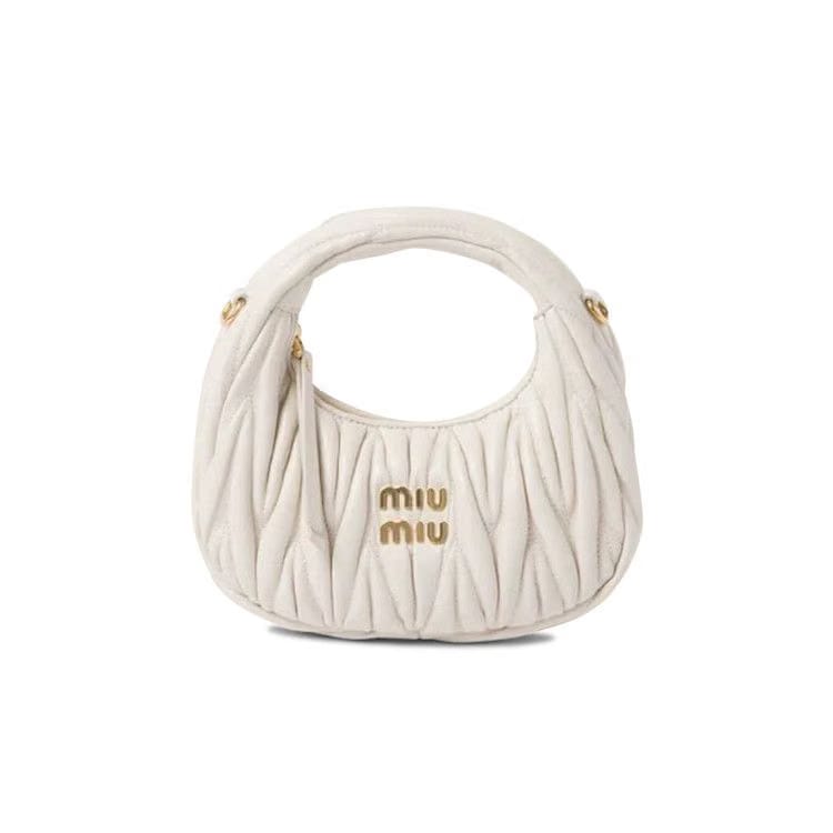 Miu Miu Matelasse Mini Hobo Bag White