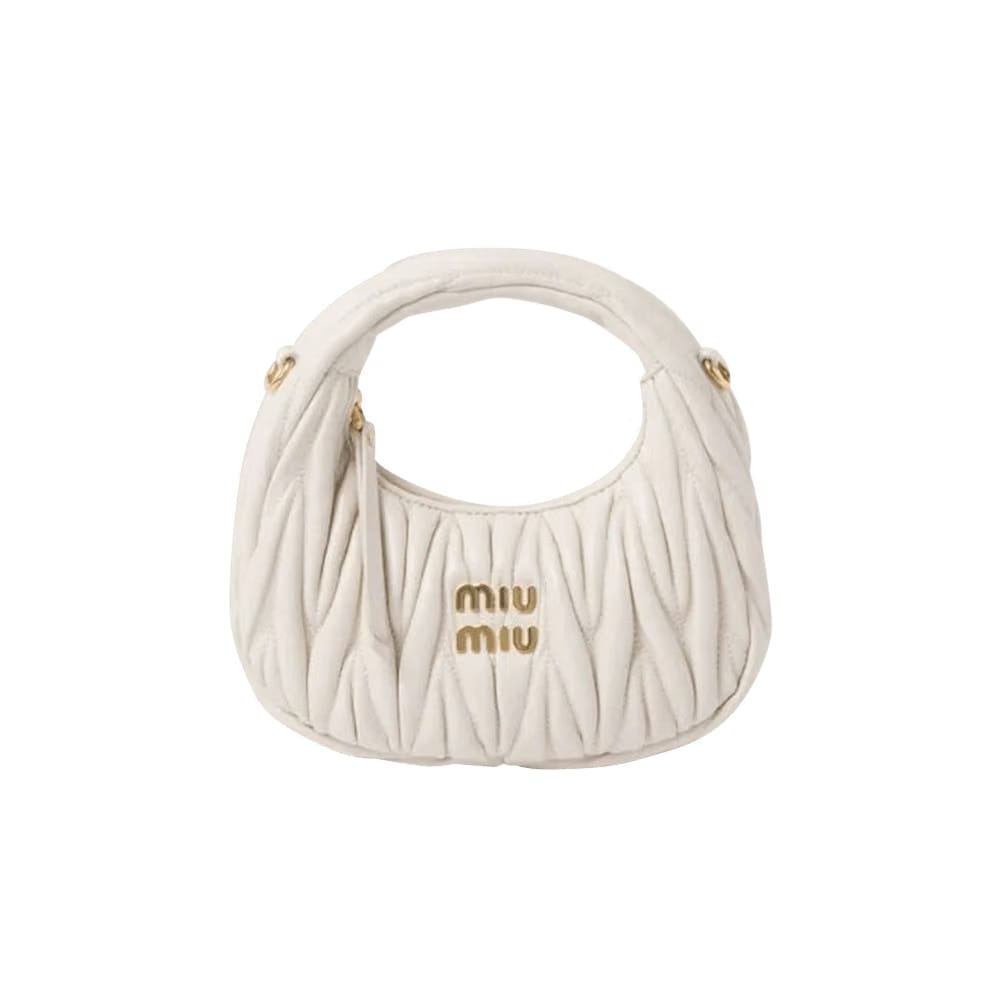 Miu Miu Matelasse Mini Hobo Bag White
