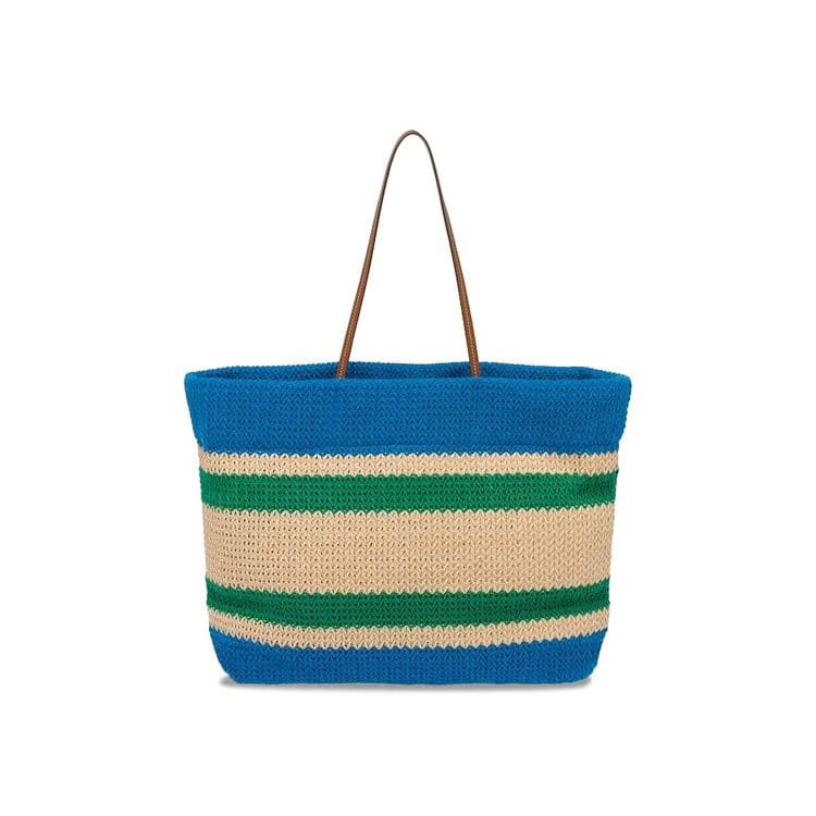 Miu Miu Raffia Tote Bag Beige/Light Blue