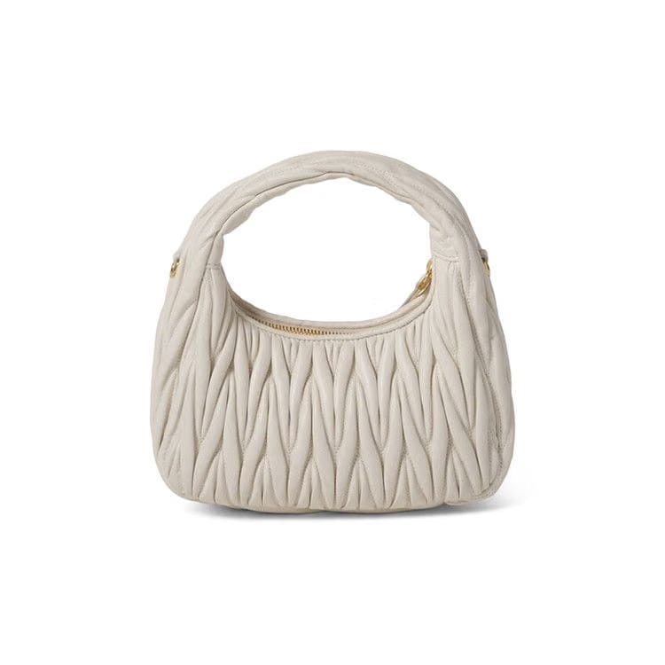 Miu Miu Wander Matelassé Nappa Leather Hobo Bag White