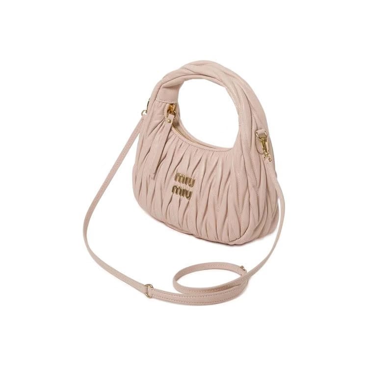 Miu Miu Matelassé Nappa Leather Hobo Bag Cipria