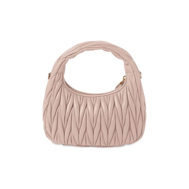 Miu Miu Matelassé Nappa Leather Hobo Bag Cipria