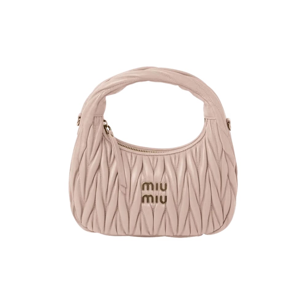 Miu Miu Matelassé Nappa Leather Hobo Bag Cipria