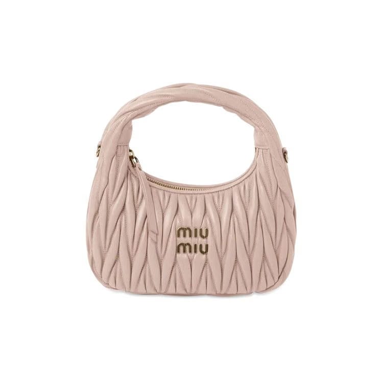 Miu Miu Matelassé Nappa Leather Hobo Bag Cipria