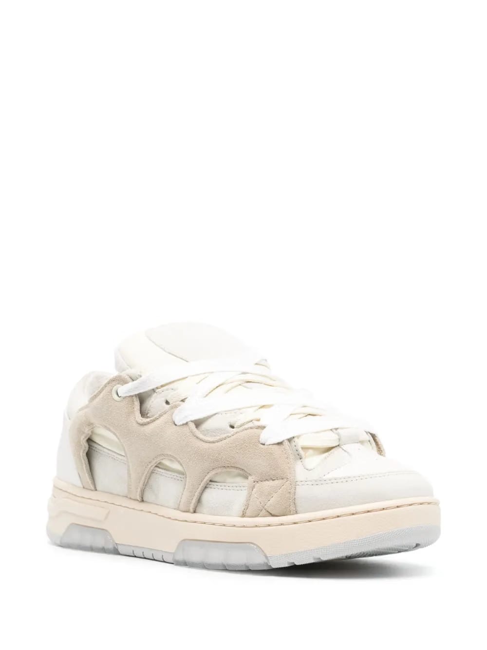 panelled padded leather sneakers