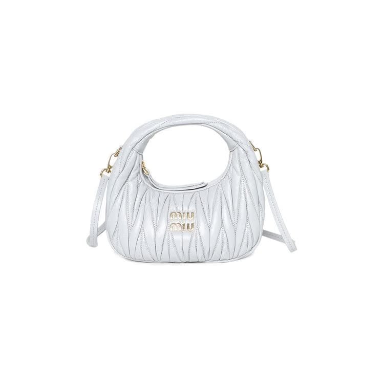 Miu Miu Wander Matelassé Nappa Leather Hobo Mini Bag Cornflower