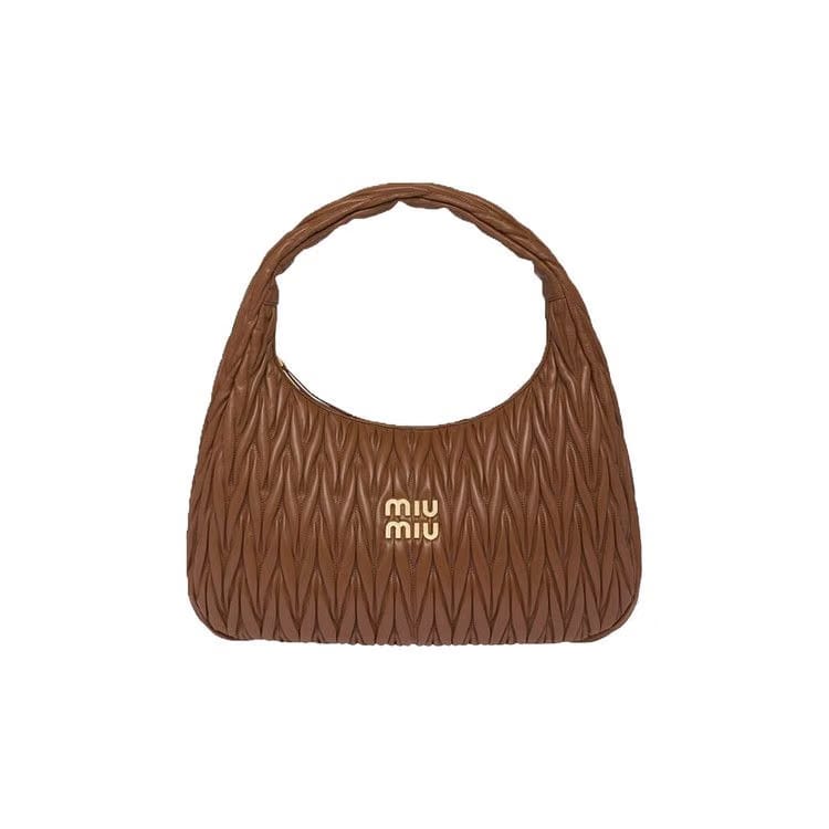 Miu Miu Matelasse Leather Bag Cognac