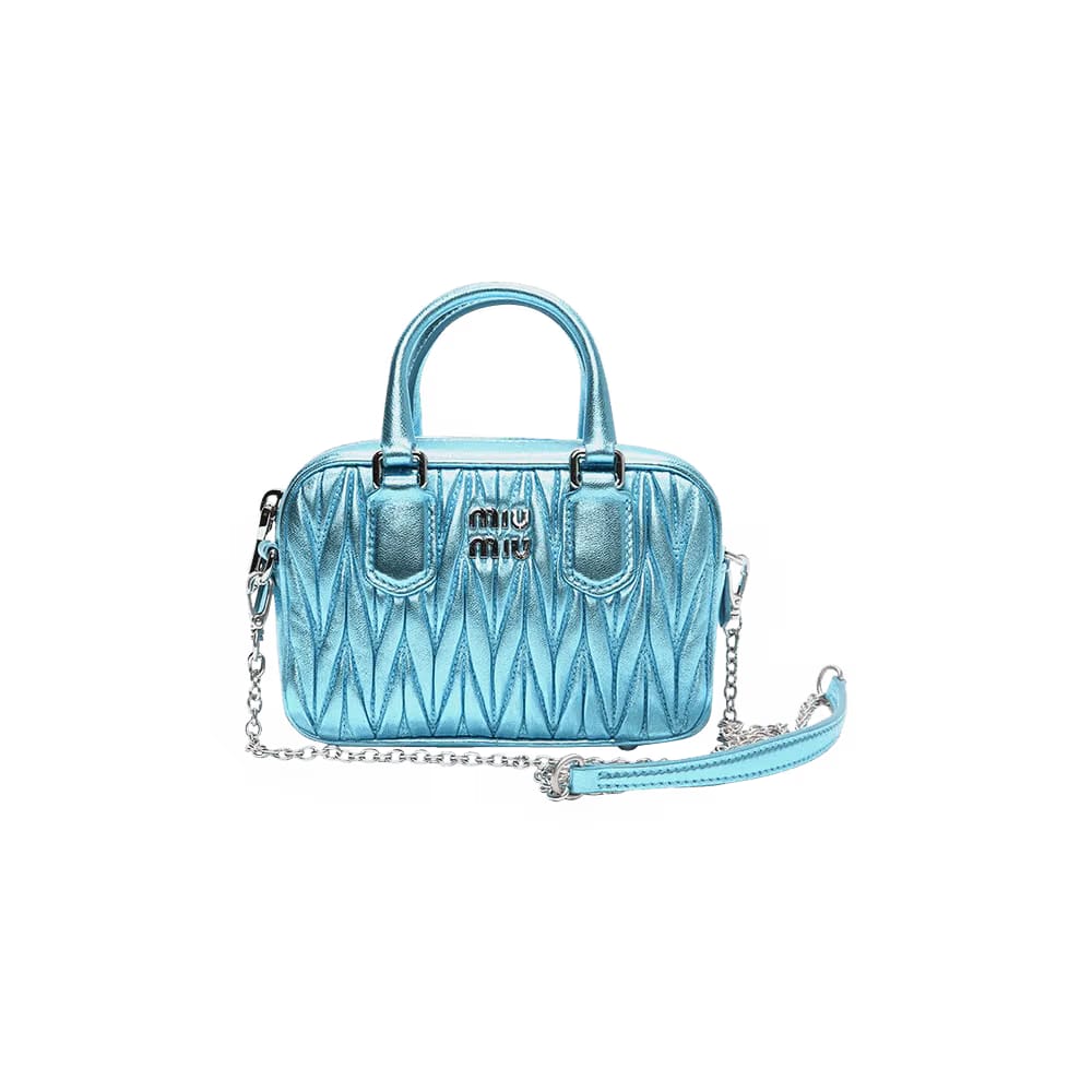 Miu Miu Matelasse Nappa Leather Top Handle Mini-Bag Blue