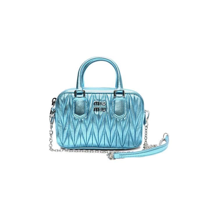Miu Miu Matelasse Nappa Leather Top Handle Mini-Bag Blue