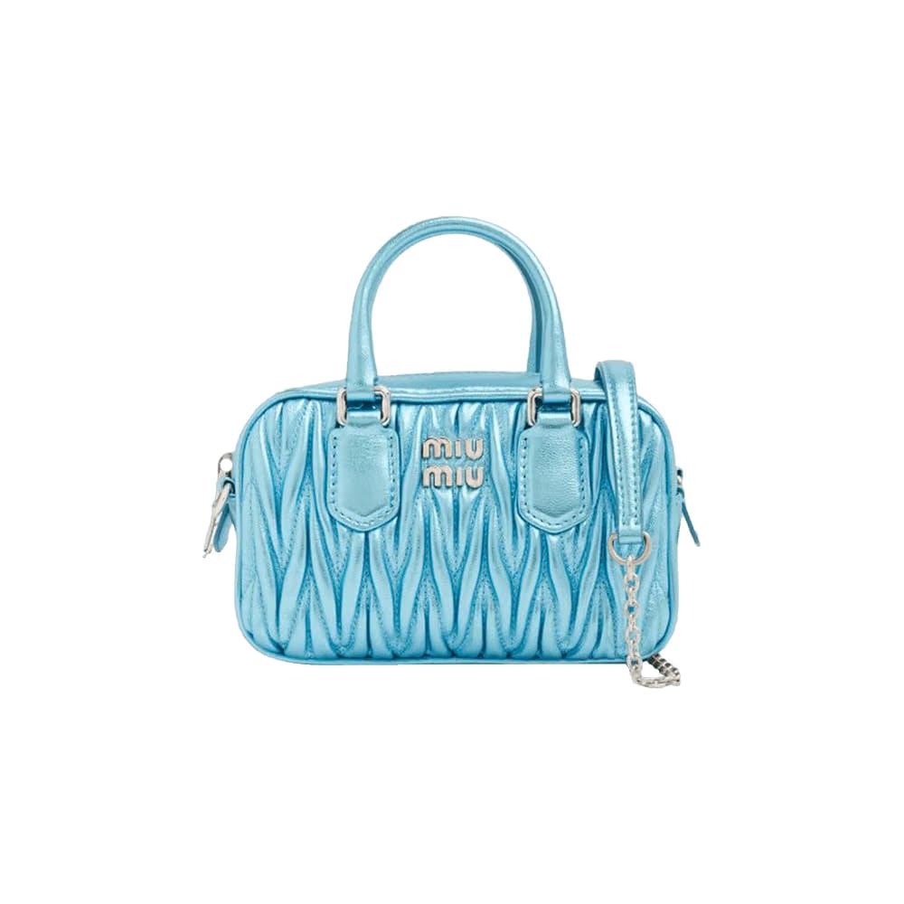 Miu Miu Matelasse Nappa Leather Top Handle Mini-Bag Cielo Mordore
