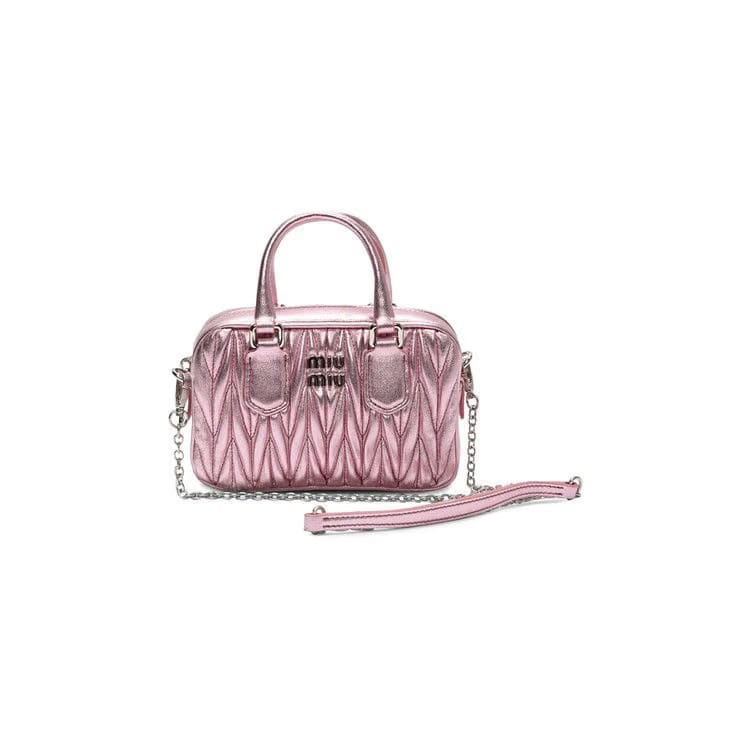 Miu Miu Matelasse Nappa Leather Top Handle Mini-Bag Pink Mordore