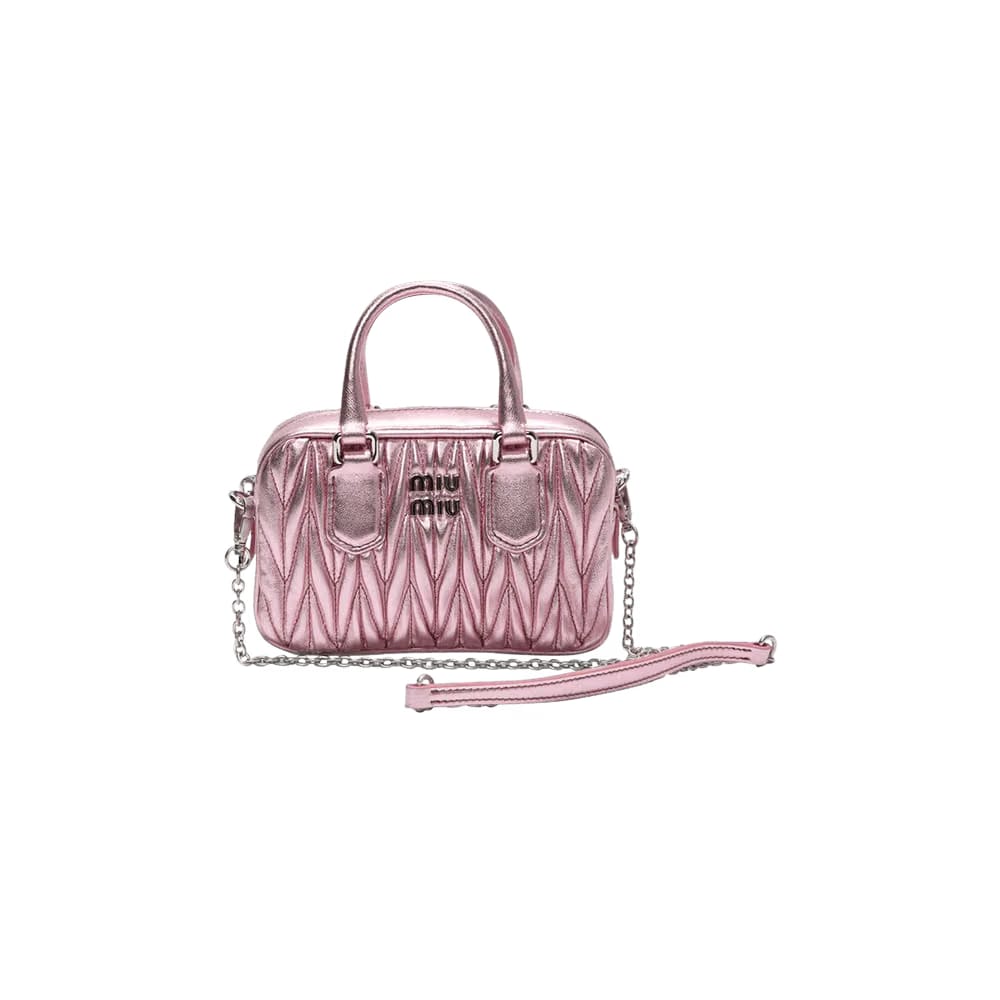Miu Miu Matelasse Nappa Leather Top Handle Mini-Bag Pink Mordore