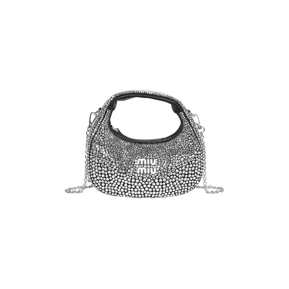 Miu Miu Mini Bag With Crystals Nero