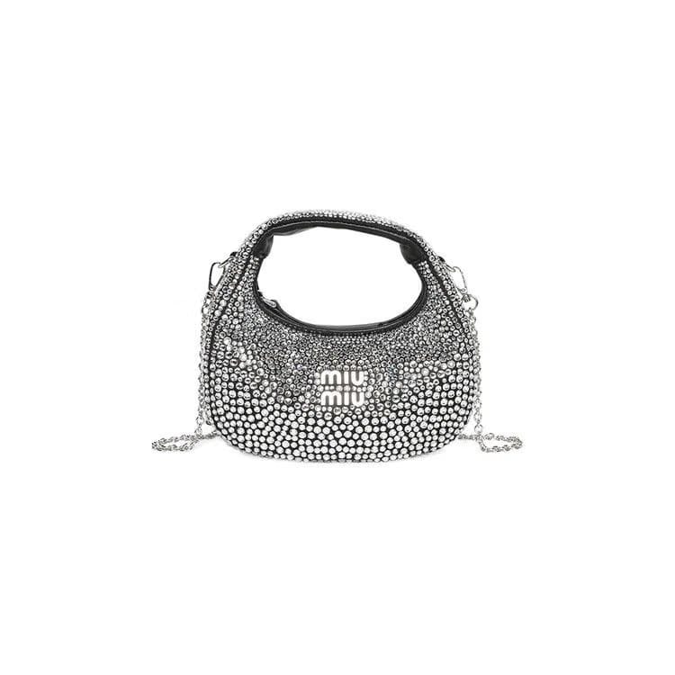 Miu Miu Mini Bag With Crystals Nero
